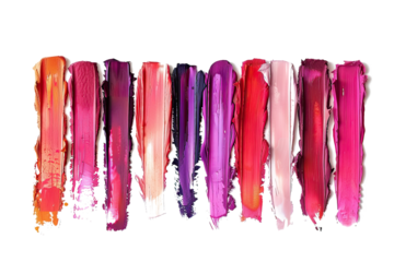 lipstick swatches isolated on transparent background. lipstick gloss colors shades purple red pink