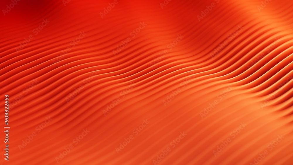 Poster abstract background with many wavy orange slices and shallow dof. paper cuts minimalistic backdrop. 