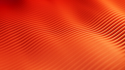 Abstract background with many wavy orange slices and shallow dof. Paper cuts minimalistic backdrop. 3d render illustration