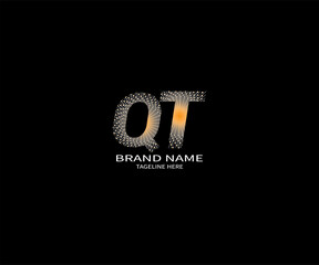 QT letter logo creative design. QT unique design. QT creative initials letter logo concept. QT letter logo design on black background.