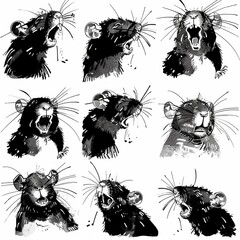 Comical Rat Characters: Simple Ink Drawings Inspired by Zen Calligraphy