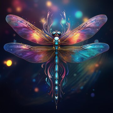 Colorful abstract dragonfly fantasy