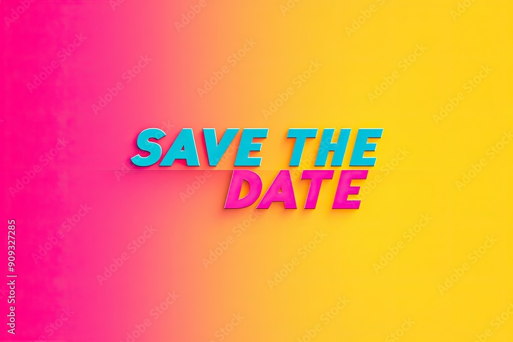 Wall mural Colorful Save the Date Text on Gradient Background