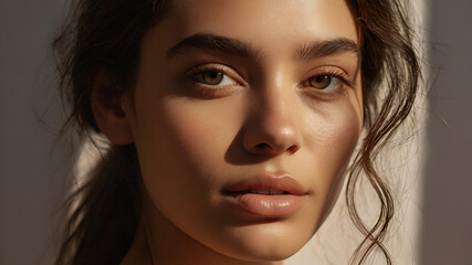 Fototapeta premium Beauty woman portrait. Beautiful spa model girl with perfect fresh clean skin. Youth and skin care concept. 