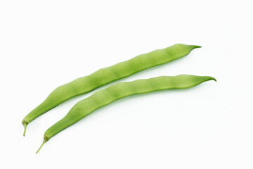 Two fresh harvested green beans called Ayşe kadın (lit. lady aisha), a common local bean cultivar in Turkey