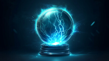**Vector illustration of a glass crystal ball with static discharges, symbolizing prediction and mystical insights.**