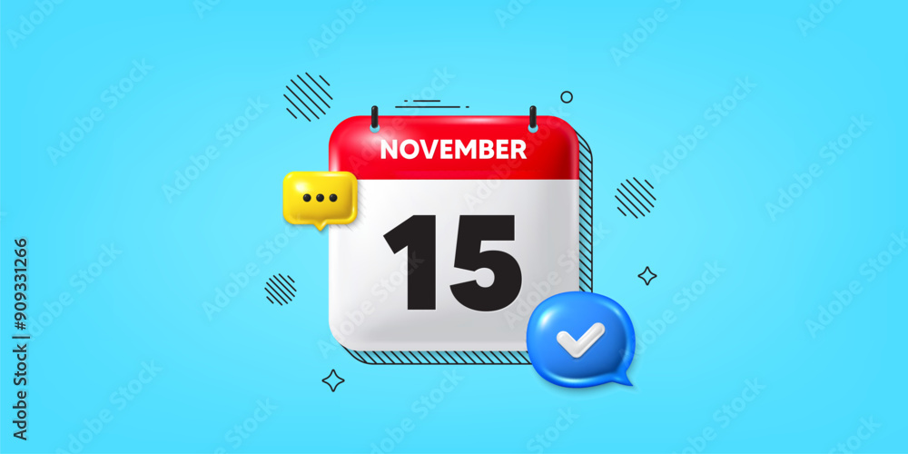Poster calendar date of november 3d icon. 15th day of the month icon. event schedule date. meeting appointm