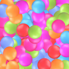 Scattered floating colored spheres on a vibrant background - 3D render. Eps 10