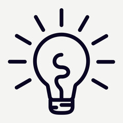 light bulb icon in line style suitable for illustration of ideas and problem solutions, motion graphic assets, business presentations.
