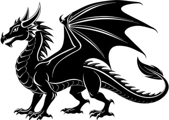 Full Black Dragon Silhouette SVG Design | Vector Clipart & Cut Files for Cricut & Silhouette | Graphic Elements & T-Shirt Design