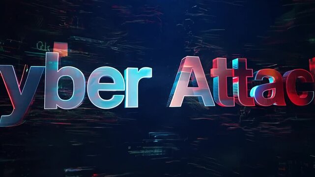 A beautiful animated lettering of the words Cyber Attack in a technical hacker view.