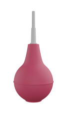 Pink rubber enema with white plastic nozzle isolated on transparent and white background. Medicine concept. 3D render