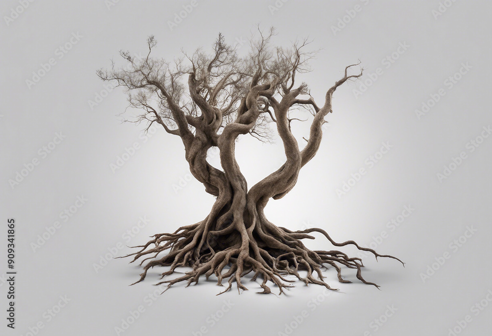 Poster collection of twisted tree roots isolated on a transparent background