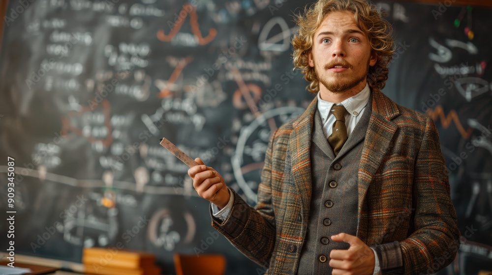 Poster educator engaging students in complex science concepts in a classroom setting