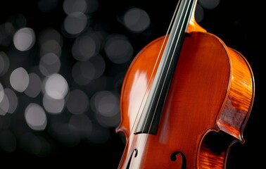 Fototapeta premium Close-Up of Violin Strings Against a Dark Background