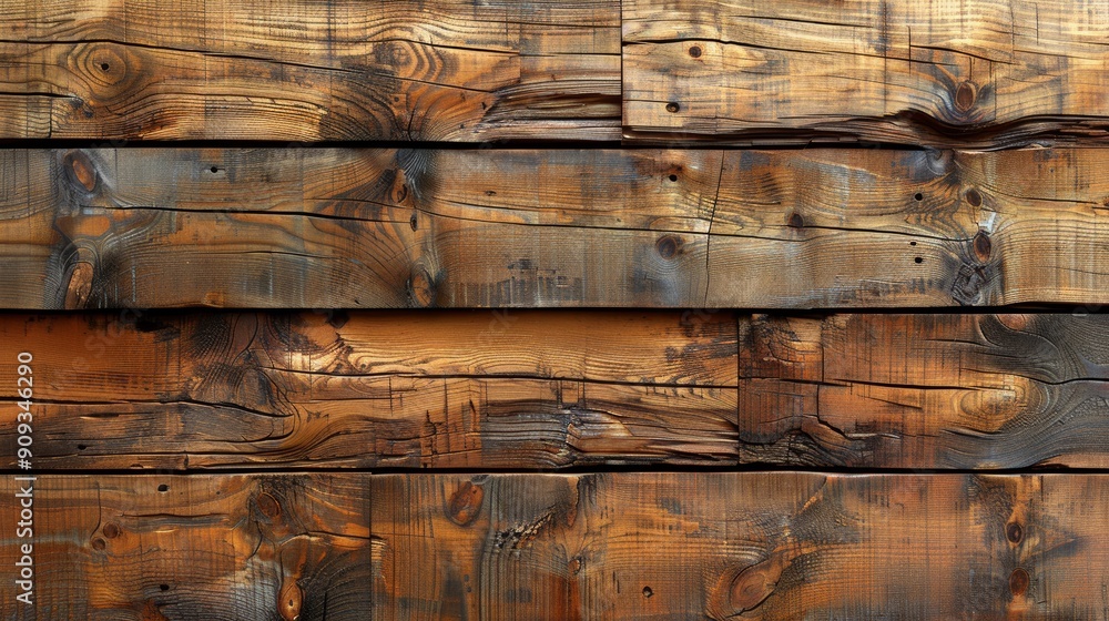 Poster rustic wooden planks with rich texture and color displayed in close-up view