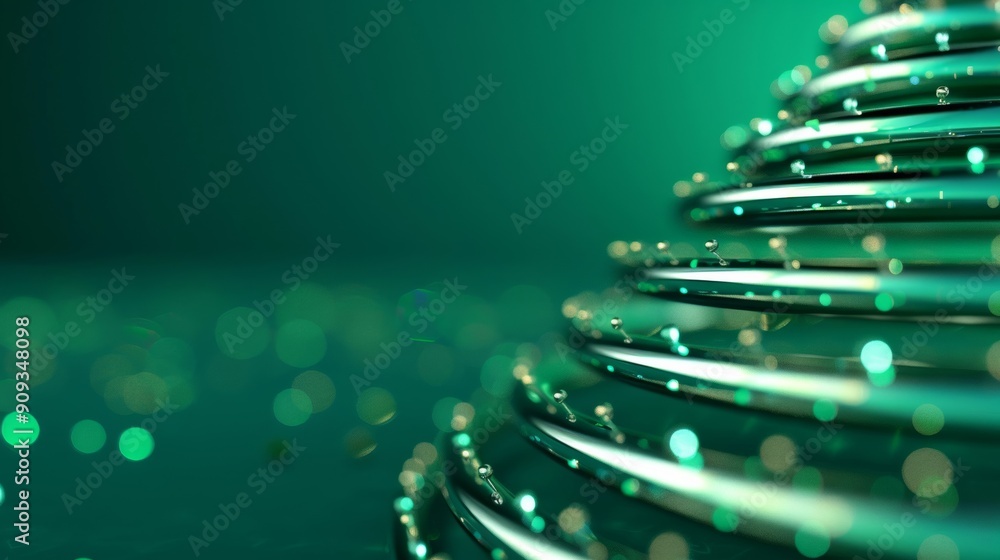 Poster futuristic christmas tree with floating holographic elements, gradient background transitioning from