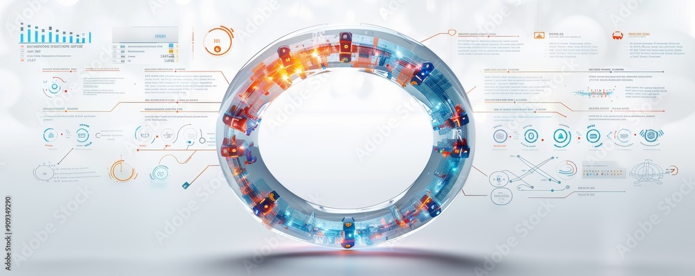 Aufkleber modern data visualization infographic with charts, graphs, and colorful design elements