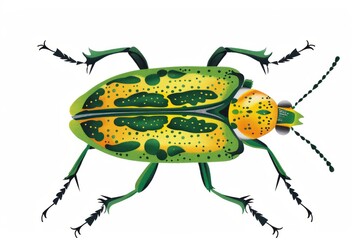 Close-up maco shot of a golden green tortoise beetle insect isolated on a white background. Beautiful simple AI generated image in 4K, unique.