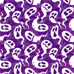 Halloween ghost seamless cartoon pattern for wrapping paper and fabrics