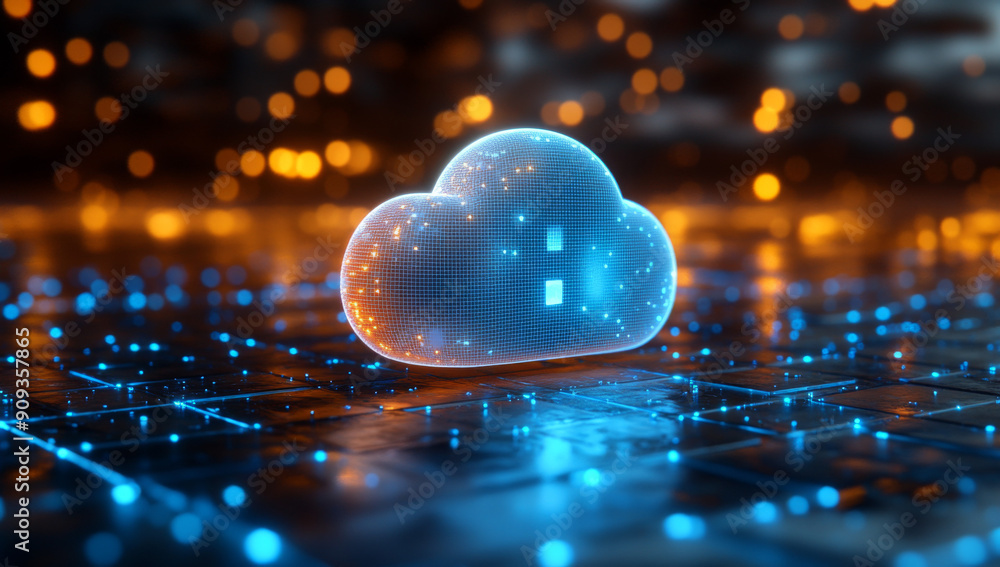 Poster a refined and professional app icon design for cloud storage, using white with blue highlights, in a