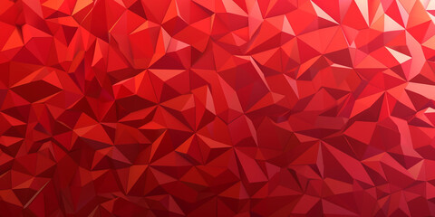 Red background, low-poly geometric pattern