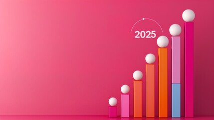 Futuristic Business Growth Line Graph to 2025 with Vibrant Colors and Modern Aesthetic