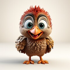 Naklejka premium Cartoon character turkey 3d illustration, Thanksgiving Day. Bird 3D turkey character for Thanksgiving holiday. Funny turkey print for clothing, stationery, books, posters, art.