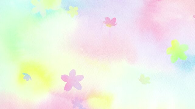 美しく花々が舞う幻想的なループアニメーション。花々の色が美しく移り変わっていくのがポイント。