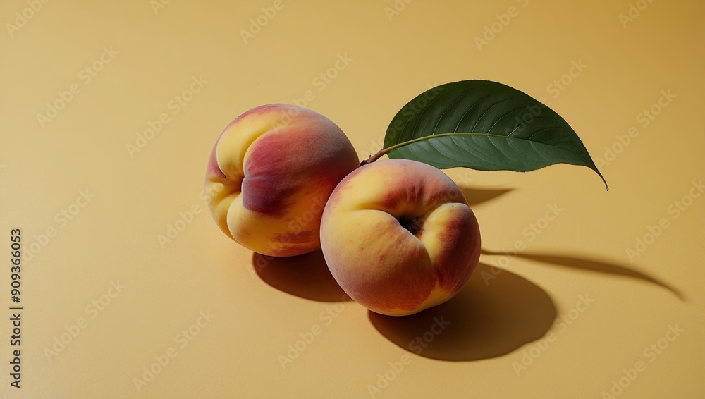 Wall mural peach with leaves