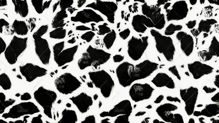 Cow seamless pattern. This vector long abstract background features a continuous design with repeated hand-drawn black stains on a crisp white backdrop. Ideal for textiles, wallpapers, and various des