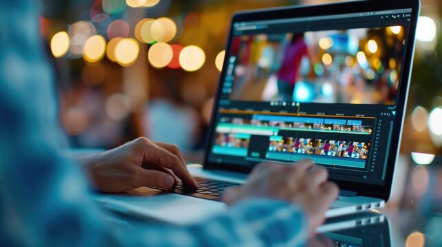 Creative Influencer Editing a Video on Laptop for Digital Storytelling and Content Production