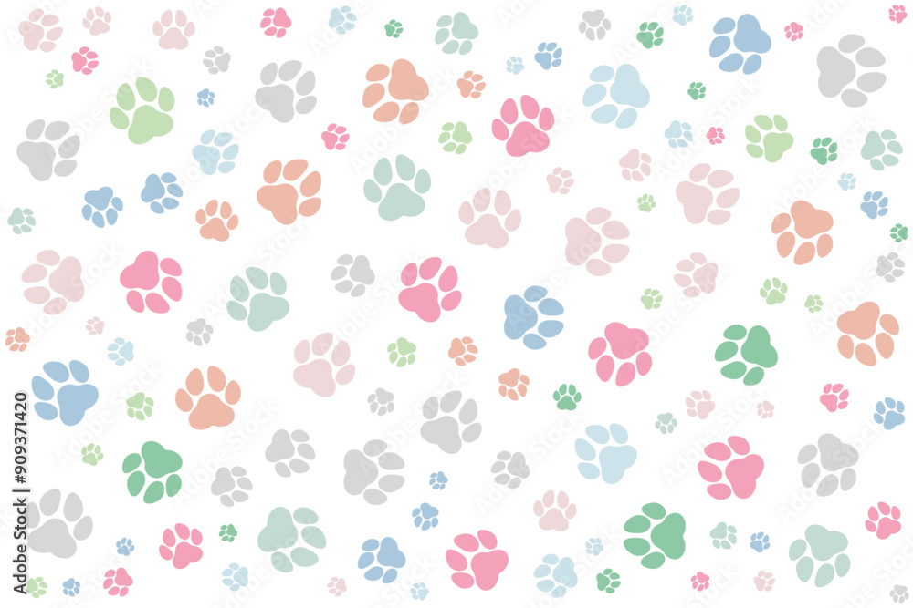 Wall mural Premium design of colorful dog paws