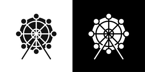 Ferris wheel icon flat line symbol set.