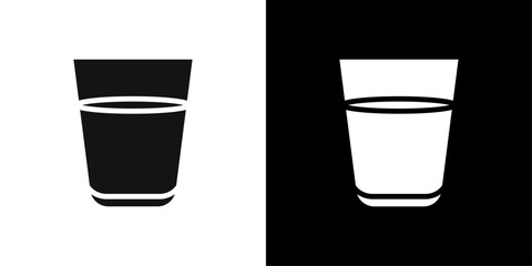 Glass icon flat line symbol set.