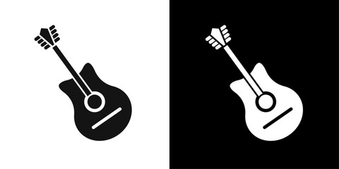 Naklejka premium Guitar icon flat line symbol set.