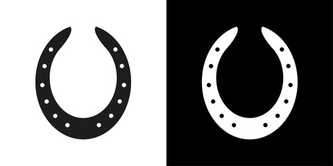 Horseshoe icon flat line symbol set.