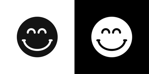 Smile icon flat line symbol set.