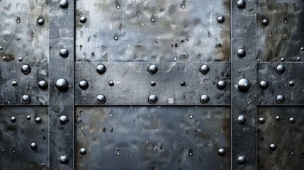 Fototapeta premium Metallic background with riveted heavy plate