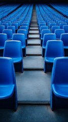 Obraz premium Outdoor Stadium with Blue Seats in Neat Rows