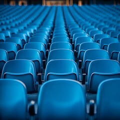 Fototapeta premium Outdoor Stadium with Blue Seats in Neat Rows