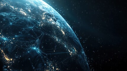 Obraz premium Earth Globe with Interconnected Network Lines and City Lights