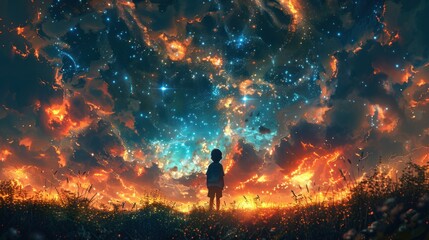 A Child Gazing at the Starry Sky