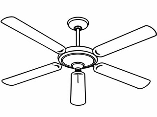 Line Art Ceiling Fan Vector Illustration - Silhouette SVG Design, Cricut Files, Vector Clipart for T-Shirt & Graphic Decor