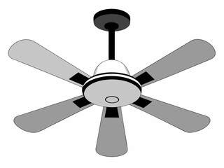 Line Art Ceiling Fan Vector Illustration - Silhouette SVG Design, Cricut Files, Vector Clipart for T-Shirt & Graphic Decor