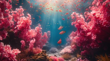 Underwater Coral Reef with Sunlight