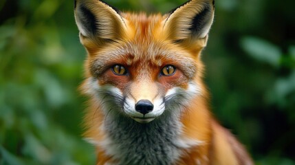 Fototapeta premium Close-up Portrait of a Red Fox with Golden Eyes