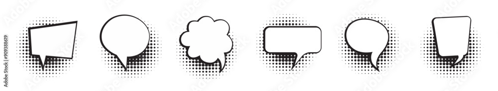 Poster speechbubble vintage pop art vector style. speech bubbles on halftone pattern.