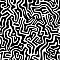 Pattern random Black and White doodle texture seamless pattern