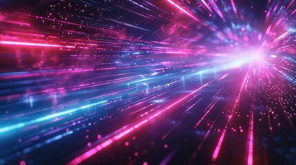 dynamic abstract background with neon blue pink and purple laser beams highspeed light trails create a futuristic cyberpunk atmosphere perfect for techrelated designs